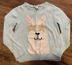 Girls Size 7 Carters Blue Llama Sweater - Picture 1 of 1