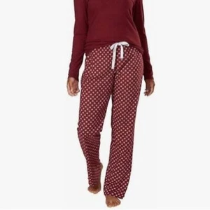 Nuevo sin etiquetas Conjunto de pijama polar de 2 piezas para mujer Calvin Klein granate/impresión de logotipo talla pequeña - Imagen 1 de 5