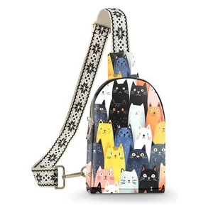 Cat Small Sling Bag Leather Fanny Packs for Women Gifts Crossbody Purses Trav... - Picture 1 of 7