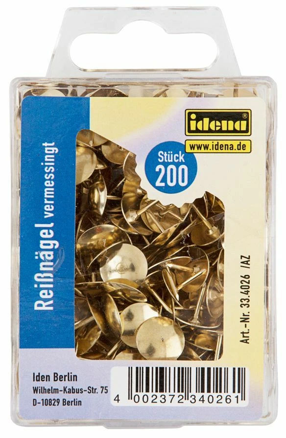 IDENA 1000 (5x 200) Reißnägel / Reißzwecken / Heftzwecken / vermessingt