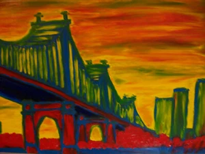 Finger Painted Abstract Painting Art Mystery Bridge Matt Kinnaman MKinnamanArt - Picture 1 of 1