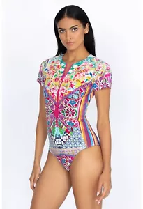 Johnny Was Size Small Locita Surf einteiliges Schwimmen ~ Reißverschluss ~ kurzärmelig UPF 50+ - Bild 1 von 4