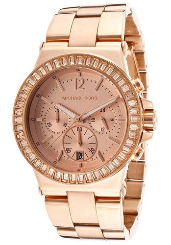 NUOVO OROLOGIO MICHAEL KORS DYLAN ROSA TONO ORO + QUADRANTE CRONO+CRISTALLO DATA MK5412