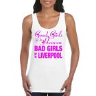 Liverpool Girls Women's Ladies Tank Top Vest T Shirt White / Neon Pink