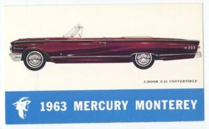 1963 MERCURY MONTEREY CONVERTIBLE - Original Ad Postcard - Picture 1 of 2