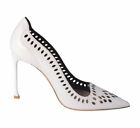 CHRISTIAN DIOR VERSO LASER CUT PUMPS IN CALFSKIN LEATHER, WHITE EUR 40 MSRP915