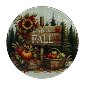 Handmade Tempered Glass Cutting Board~12” Round/11x8 Rectangle~Fall~Pumpkin~Gift - Picture 1 of 4