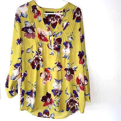 A Pea in the Pod Women's Maternity Blouse Long Sleeve Yellow Floral S small - Image 1 of 4