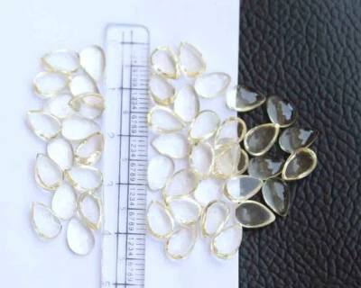 39.20 Carat Natural Yellow Labradorite Pear Cabochon Loose Gemstone 44 Pieces - Image 1 of 4