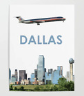 American Airlines Md-80 Over Dallas Art - 9" X 12"