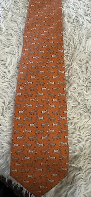 Hermes Tie - 100% Silk - Orange - Horse  Robot - Image 1 of 4