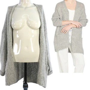 American Vintage Cardigan Alpaca Wool Fluffy Relaxed Grey size M L Nooboo - Picture 1 of 8