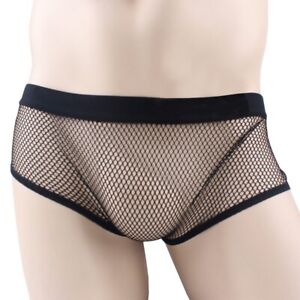 Fashionable Black Fishnet Mesh Men's Underwear Boxer Briefs Thongs Lingerie Set