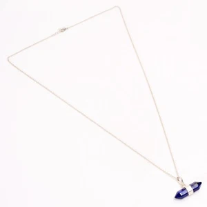 925 Silver September Birth Lapis Lazuli Gemstone Mother Chain Trendy Necklace - Picture 1 of 7