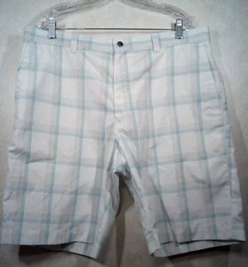 Callaway Chino Shorts Men 38 White Plaid Flat Front - Picture 1 of 11