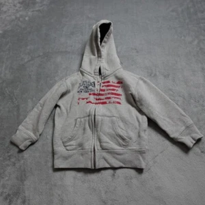 Ralph Lauren Boys' 3/3T Gray Flag Zip Hoodie Full Zip Front Pocket - Picture 1 of 10