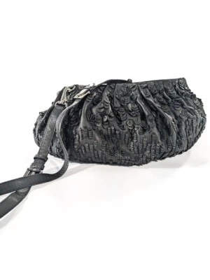 Bolso sin asas convertible de lentejuelas de cuero negro DIANE VON FURSTENBERG DVF Foto 1 de 4