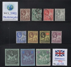 WC1_33822 H. BRITISH COL.:BARBADOS. Wertvoller Satz von 1916. Sc.116-126. MH-MVLH / Gebraucht - Bild 1 von 1