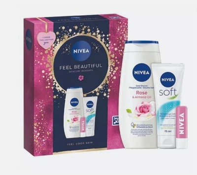 NIVEA Gift Set Feel Beautiful Skincare 3 Piece Present Set for Her Christmas