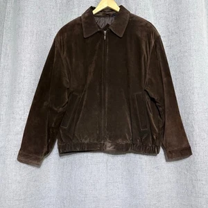 Roundtree & Yorke Leather Jacket XL Brown Suede Bomber Driving Coat Quilted - Picture 1 of 5