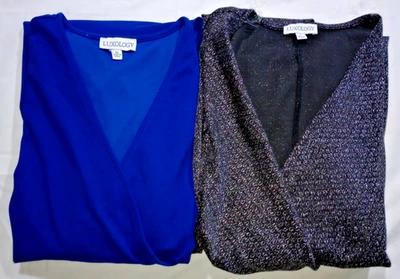 Paquete de 2 artículos nuevos con etiquetas vestidos envolventes de imitación para mujer Luxology XL azul/negro brillante Foto 1 de 4