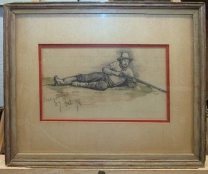 George W Maynard 1876 WC of Hunter with Rifle Listed National Academy Artist - Picture 1 of 7