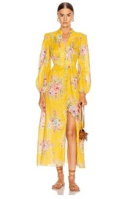 Vestido maxi ZIMMERMANN Zinnia frente com botão 0/XS $695! - Imagem 1 de 4