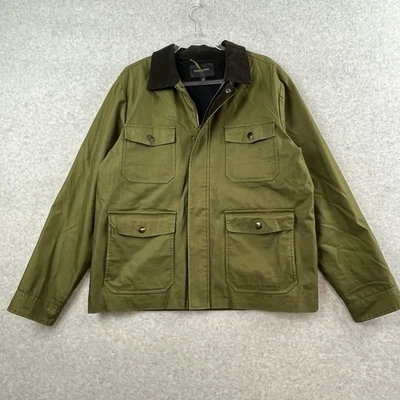 Banana Republic Jacket Men L Coated Field Coat Water Repellant Olive Green EUC - Image 1 of 4