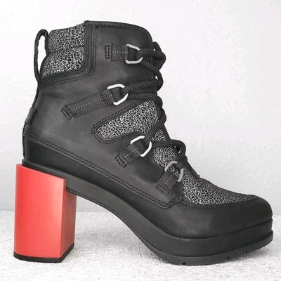 Botas de Combate SOREL Blake Mujer 8.5 Negras Shatter Moto Encaje Rojo Tacón Impermeables Foto 1 de 4