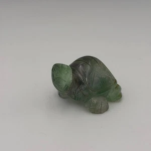 Statuina tartaruga fluorite intagliata a mano - scultura animale pietra cristallo 2,5" - Foto 1 di 7