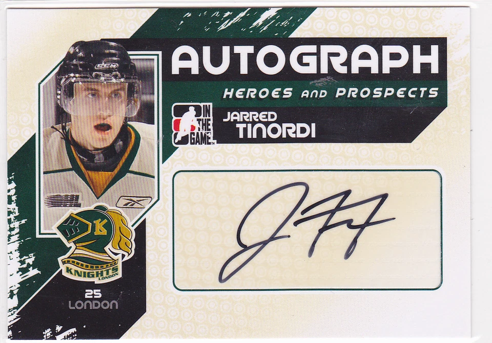 2010 10-11 ITG Heroes and Prospects Autographs #AJT Jarred Tinordi Knights/Habs - Image 1 of 1