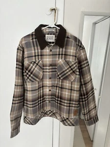 Scotch & Soda Men's Sherpa Lined Plaid Flannel Jacket Mocha (Medium) MSRP $188 - Picture 1 of 5