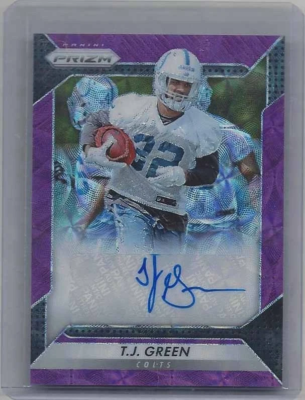T.J. GREEN 2016 PANINI PRIZM COLTS PURPLE SCOPE PRIZMS ROOKIE AUTO RC #D 60/99 - Image 1 of 1