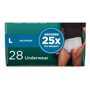 Incontinence Underwear for Men Maximum Absorbency, 28 Count, Large - Picture 1 of 5