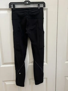 Lululemon Mujer Talla 4 Malla Rayas Reflectantes Negro Leggings/Pantalones Yoga - Imagen 1 de 14