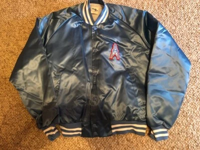 Chaqueta De Colección Houston Oilers Azul Polvo Satinado Línea Tiza Talla Grande Nueva Con Etiquetas  Foto 1 de 4