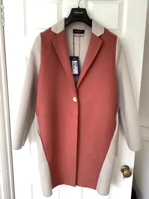 Piazza Sempione terracotta Colorblock Wool & Alpaca-blend Coat Wrap Size 40 UK8 - Image 1 of 4