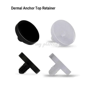 2pcs. 4mm Flat Disc Acrylic Black & Clear Dermal Anchor Retainer  - Picture 1 of 2