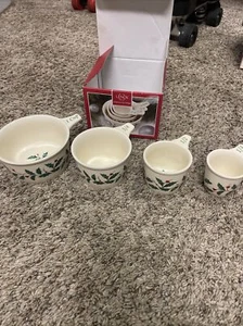 LENOX Holiday Measuring Cups, Holly and Berry Ceramic Nesting Christmas #847156 - Picture 1 of 4
