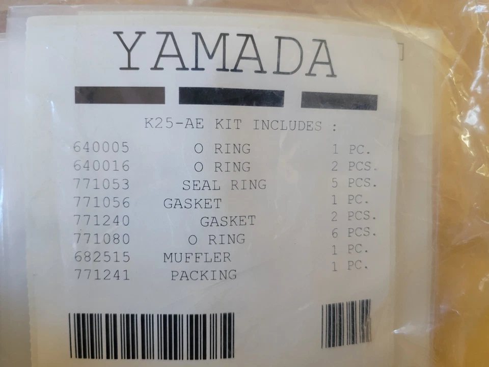 Yamada K25-AE Mov-It Tire Wonder Pump Air End Rebuild Kit Seal O-Ring Gasket NEW - Image 1 of 2