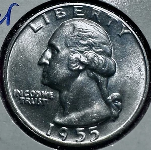 1955-D 25 Cent Washington Quarter BU DDO & DDR - 90% SILVER - KM#164 D - Picture 1 of 6