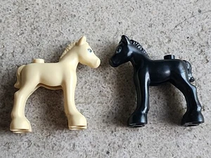 LEGO Animal Horse Foal Friends Farm Baby Black And Tan Pony Lot Of 2 Minifigures - Picture 1 of 5