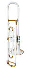 Brand New White Brass FINISH Bb Flat Valve Trumbone Free case+Mouthpiece