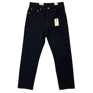 Pantalones de mezclilla rectos Levi's 501 originales recortados cintura alta negros talla 28W 28L para mujer - Imagen 1 de 18