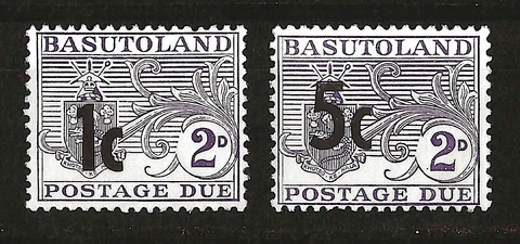 BASUTOLAND -  Scott#J6,J8 -SG# D6-7 - 1961 - Postage Due Set - MH Cover