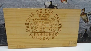 Fargues Marquis de Lur 2007 Saluces Lions Crown Madera Panel de Vino Final WP-18 - Imagen 1 de 2