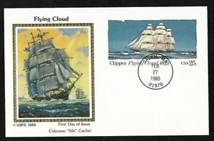 #UX107 25c Clipper Ship - Flying Cloud - Postal Card - Colorano "Silk" FDC - Picture 1 of 2