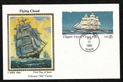#UX107 25c Clipper Ship - Flying Cloud - Postal Card - Colorano "Silk" FDC - Image 1 of 2