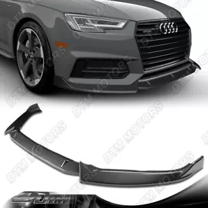 For 17-19 Audi A4 S4 B9 S-Line Carbon Painted Front Bumper Lip Body Kit Spoiler - Picture 1 of 6