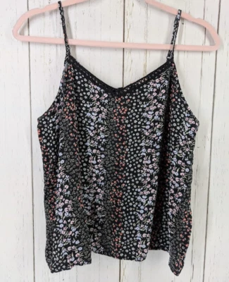 SO Size Medium Junior Black Floral Rayon Casual Sleeveless Tank Top - Image 1 of 4
